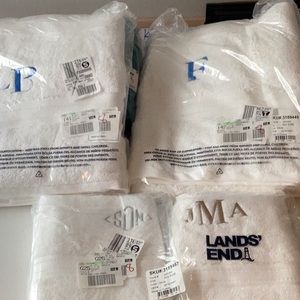 2 Landsend bath towels and 2 hand towels with embroidery